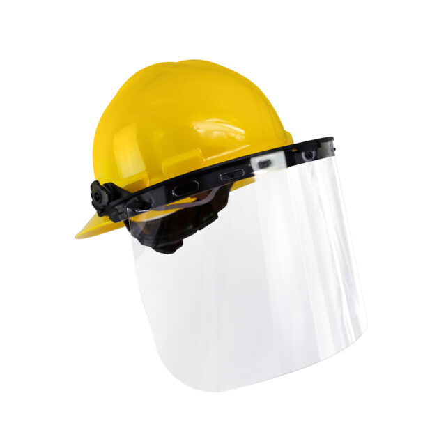 Safety Helmet With Attached Bracket And Faceshield