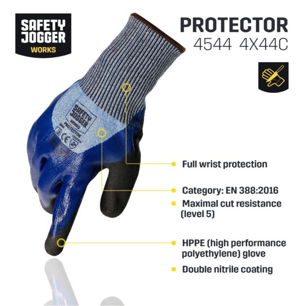Safety Jogger Protector 4X44C Cut Resistant HPPE Glove With Double Nitrile Coating - Image 2