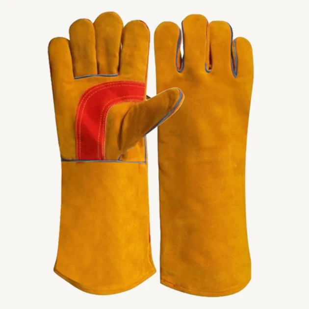 Heat Resistant Industrial Double Palm Leather Welding Gloves - Image 2